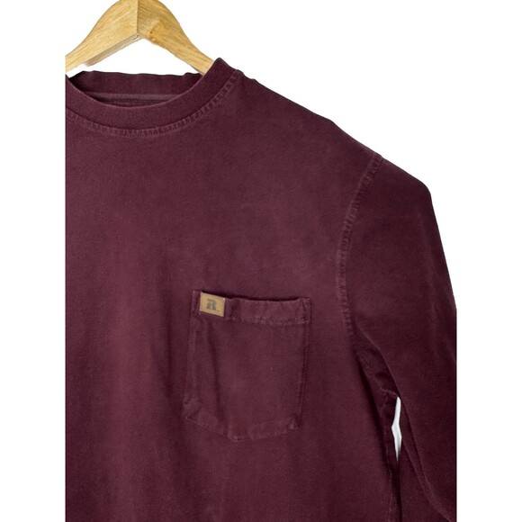 Wrangler Riggs Workwear Crew Neck Maroon Long Sleeve Work Shirt Mens Size LT - Picture 3 of 11